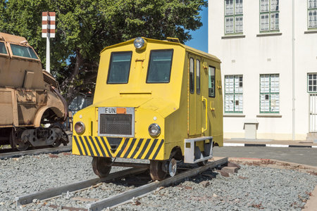 WINDHOEK, NAMIBIA - JUNE 17, 2017: A rail track inspection car on display at the museum at the railway station in Windhoekのeditorial素材