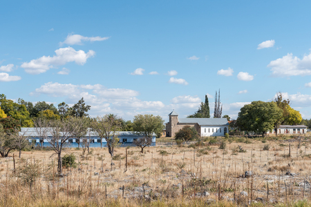 GROOTFONTEIN, NAMIBIA - JUNE 20, 2017: The St Isidor Primary School and church at Maria Bronn near Grootfontein in the Otjozondjupa Region of Namibiaのeditorial素材