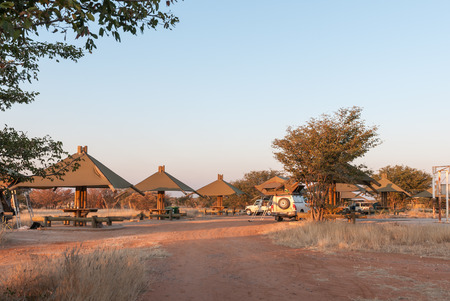 ETOSHA NATIONAL PARK, NAMIBIA - JUNE 26, 2017: Picnic sites for day visitors at the Olifantsrus Rest Camp in the Etosha National Parkのeditorial素材