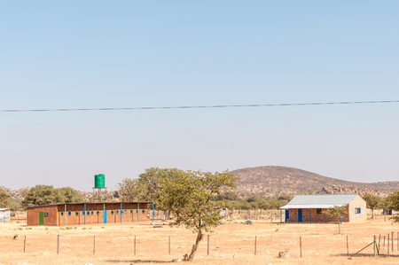 BLYDSKAP, NAMIBIA - JUNE 27, 2017: A primary school at Blydskap on the C35-road north of Kamanjab in North-Western Namibiaのeditorial素材