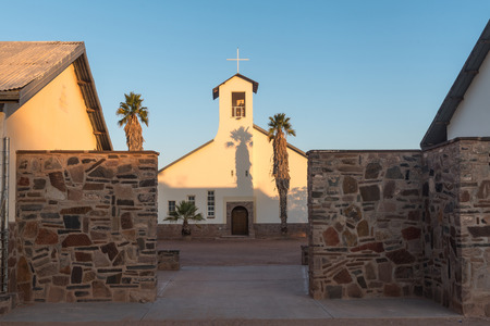AROAB - JULY 5, 2017: The Roman Catholic Church and school in Aroab, a small town in the Karas Region in Namibiaのeditorial素材