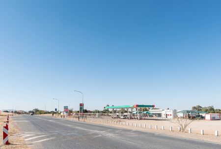 REHOBOTH, NAMIBIA - JUNE 14, 2017: A gas station on the B1-road at Rehoboth, a town in the Hardap Region of Namibiaのeditorial素材
