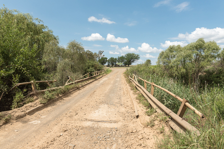 The R709-road bridge across the Groot Vet River near Excelsior, a small town in the Free Strate Province of South africaの写真素材
