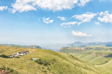 WITSIESHOEK, SOUTH AFRICA - MARCH 13, 2018: The Witsieshoek Mountain Resort on the road to start of the the Sentinel Trail to the Tugela Falls in the Drakensbergのeditorial素材