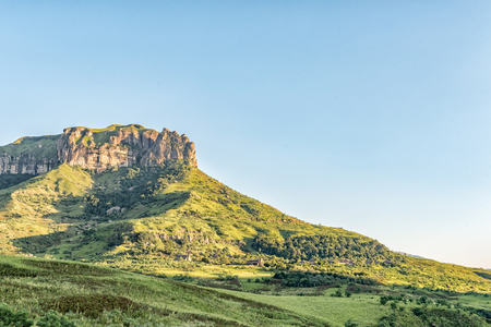ROYAL NATAL NATIONAL PARK, SOUTH AFRICA - MARCH 15, 2018: The Thendele camp in the Royal Natal National Park in Kwazulu-Natal is nestled between trees on the slope of a mountainのeditorial素材