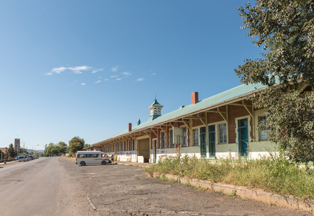 ESTCOURT, SOUTH AFRICA - MARCH 21, 2018: Street scene with the railway station in Estcourt in the Kwazulu-Natal Province visibleのeditorial素材
