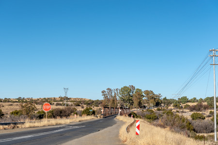 Single lane road bridge over the Riet River near Koffiefontein in the Free State Provinceのeditorial素材