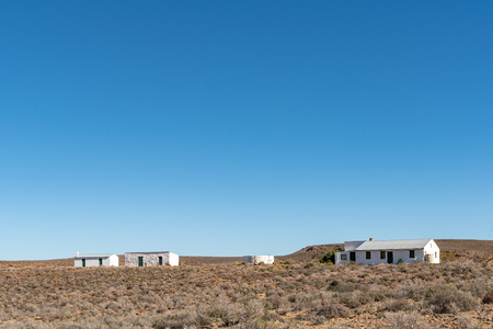 CERES, SOUTH AFRICA, AUGUST 8, 2018: Farm landscape with houses on road R356 in the Western Cape Provinceのeditorial素材