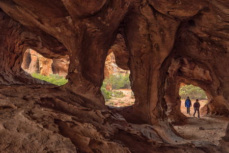 CEDERBERG, SOUTH AFRICA, AUGUST 26, 2018: The main Stadsaal Cave in the Cederberg Mountains in the Western Cape Province of South Africa. People are visibleのeditorial素材