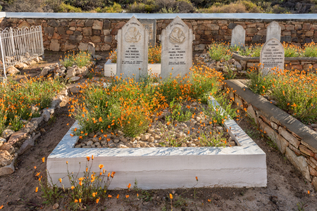 MATJIESRIVIER, SOUTH AFRICA, AUGUST 27, 2018: Historic graves near the offices of the Matjiesrivier Nature Reserve in the Cederberg Mountainsのeditorial素材