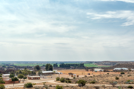 ORANIA, SOUTH AFRICA, SEPTEMBER 1, 2018:  View of Orania as seen from Monument Hill. The sport facilities and farms are visibleのeditorial素材