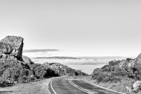 The Pakhuis Pass in the Cederberg Mountains of the Western Cape Province. Monochromeの写真素材