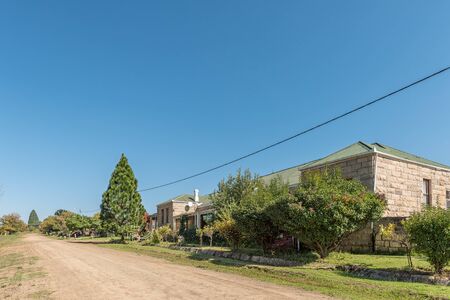 PAUL ROUX, SOUTH AFRICA, MAY 1, 2019: A street scene, with the Rosenhof Lodge, in Paul Roux, a small town in the Free State Provinceのeditorial素材