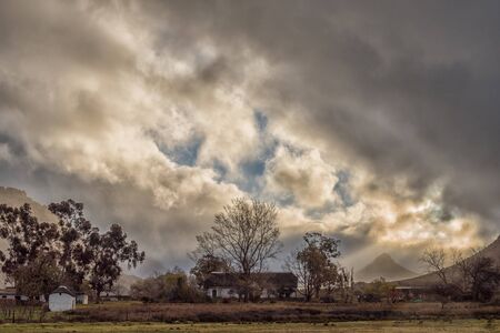 KROMRIVIER, SOUTH AFRICA, AUGUST 25, 2018: A storm approaching at Kromrivier Cederberg Park, a holiday resort in the Cederberg Mountainsのeditorial素材