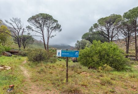 CEDERBERG, SOUTH AFRICA, AUGUST 27, 2018: Start of the Rim of Africa hiking trail at the Kliphuis Campsite on the Pakhuis Pass in the Cederberg Mountains of the Western Cape Provinceのeditorial素材