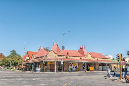 BETHLEHEM, SOUTH AFRICA - MAY 1, 2019: A street scene, with businesses and people, in  Bethlehem in the Free State Provinceのeditorial素材