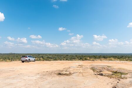KRUGER NATIONAL PARK, SOUTH AFRICA - MAY 5, 2019: The Mathekenyane Viewpoint on top of a hill.  A vehicle is visibleのeditorial素材