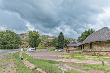 GOLDEN GATE HIGHLANDS NATIONAL PARK, SOUTH AFRICA - MARCH 2, 2020: A view of the gas station and the...