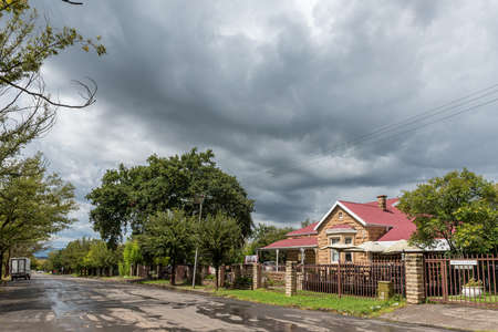 FICKSBURG, SOUTH AFRICA - MARCH 20, 2020: A street scene, with the Villa Rosa guest house and restaurant, in Ficksburg in the Free State Provinceのeditorial素材