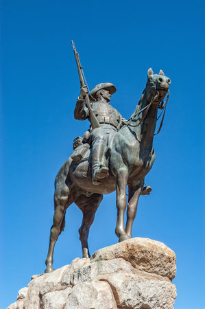 WINDHOEK, NAMIBIA - JUNE 09, 2012: View of the Reiterdenkmal, a German era statue, in Windhoekのeditorial素材