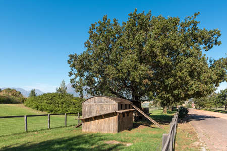 PAARL, SOUTH AFRICA - APRIL 17, 2021: A goat house at Fairview near Paarl in the Western Cape Provinceのeditorial素材