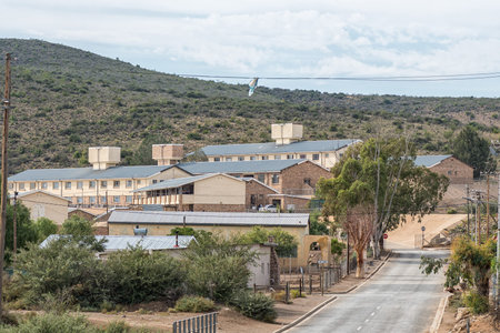 WILLOWMORE, SOUTH AFRICA - APRIL 21, 2021: A street scene, with a school, in Willowmore in the...