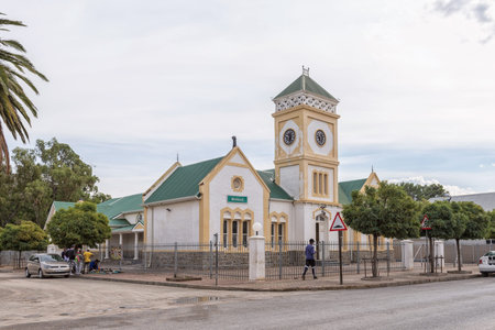 WILLOWMORE, SOUTH AFRICA - APRIL 21, 2021: A street scene, with the historic town hall, in...