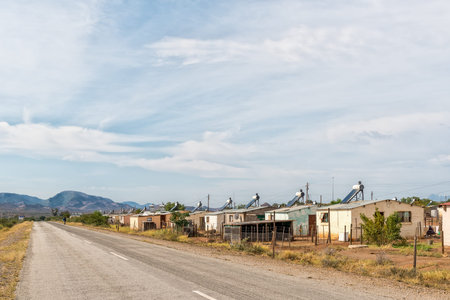 STEYTLERVILLE, SOUTH AFRICA - APRIL 21, 2021: Houses with solar geysers in a township in...
