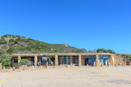 CAPE POINT, SOUTH AFRICA - DEC 23, 2021: Ticket office for the Flying Dutchman Funicular and a store...