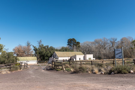 LOXTON, SOUTH AFRICA - SEP 3, 2022: Farm buildings at Juriesfontein on the road R356 between Loxton and Fraserburg in the Northern Cape Karoo.のeditorial素材