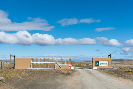 TANKWA, SOUTH AFRICA - SEP 4, 2022: Road P2250 exit from the Tankwa Karoo National Parkのeditorial素材