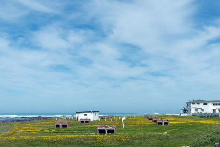 LAgulhas, South Africa - Sep 21, 2022: A caravan park in LAgulhas in the Western Cape Province. An ablution building is visibleのeditorial素材