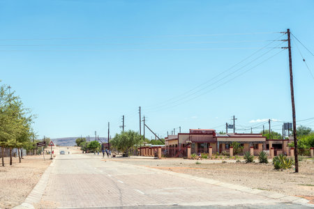 Lamprechtsdrif , South Africa - Feb 24, 2023: The entrance to Lamprechtsdrif in the Northern Cape Province. People are visibleのeditorial素材