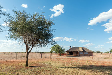 Upington, South Africa - Feb 24, 2023: A chalet at Kalahari Monate Lodge on road R360 north of Upington in the Northern Cape Provinceのeditorial素材