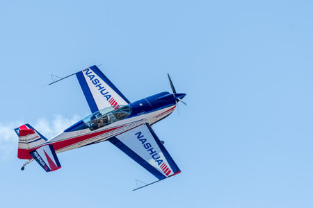 Bloemfontein, South Africa - May 20, 2023: Aerobatic display by an Extra 300L aircraft at the Tempe Airport in Bloemfonteinのeditorial素材
