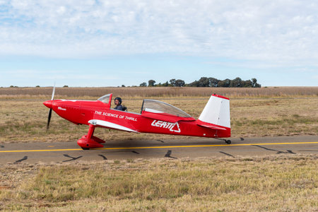 Bloemfontein, South Africa - May 20, 2023: A Vans RV-8 aircraft on a taxiway at the Tempe Airport in Bloemfonteinのeditorial素材