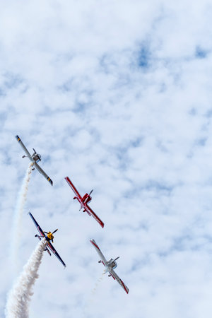 Bloemfontein, South Africa - May 20, 2023: Aerobatic display by four aircraft at the Tempe Airport in Bloemfonteinのeditorial素材