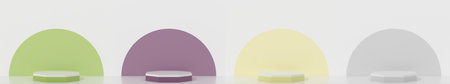 set of 3d octagon podium products display minimal mockup 3d render. color trend minimal studio, clean background podium shape octagon. stand show cosmetic product.の写真素材