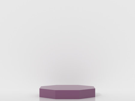 3d octagon podium products display minimal mockup 3d render. color trend minimal studio, clean background podium shape octagon. stand show cosmetic product. Stage showcaseの写真素材