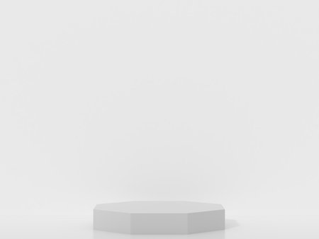 3d octagon podium products display minimal mockup 3d render. color trend minimal studio, clean background podium shape octagon. stand show cosmetic product. Stage showcaseの写真素材