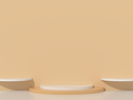 3d cylinder podium products display minimal mockup 3d render. color trend minimal studio, arch background podium shape cylinder. stand show cosmetic product. Stage showcaseの写真素材