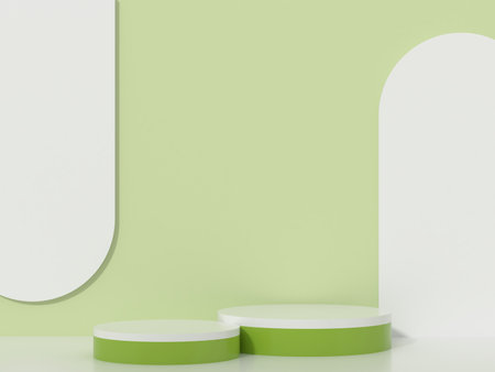 3d cylinder podium products display minimal mockup 3d render. color trend minimal studio, arch background podium shape cylinder. stand show cosmetic product. Stage showcaseの写真素材