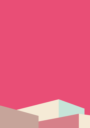 geometric architecture background with minimal design on tone color background. Geometric elements with abstract modern wall decoration. vector illustrationのイラスト素材