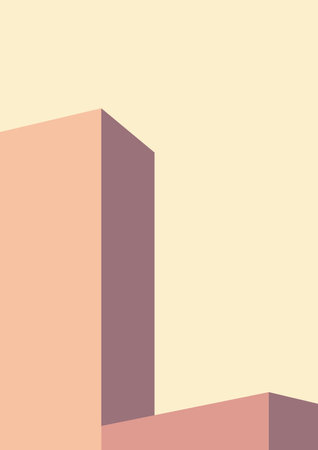 geometric architecture background with minimal design on tone color background. Geometric elements with abstract modern wall decoration. vector illustrationのイラスト素材