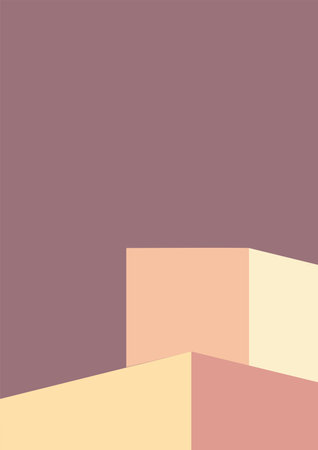 geometric architecture background with minimal design on tone color background. Geometric elements with abstract modern wall decoration. vector illustrationのイラスト素材