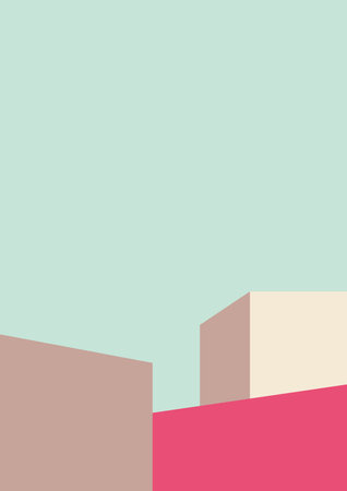 geometric architecture background with minimal design on tone color background. Geometric elements with abstract modern wall decoration. vector illustrationのイラスト素材