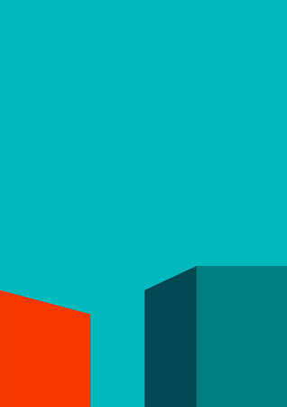 geometric architecture background with minimal design on tone color background. Geometric elements with abstract modern wall decoration. vector illustrationのイラスト素材