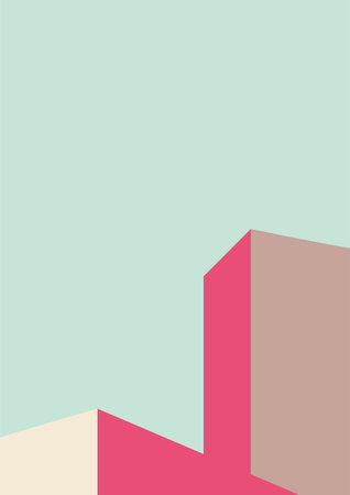 geometric architecture background with minimal design on tone color background. Geometric elements with abstract modern wall decoration. vector illustrationのイラスト素材