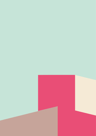 geometric architecture background with minimal design on tone color background. Geometric elements with abstract modern wall decoration. vector illustrationのイラスト素材