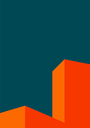 geometric architecture background with minimal design on tone color background. Geometric elements with abstract modern wall decoration. vector illustrationのイラスト素材